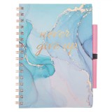 Caiet Spirală, A5, Copertă Marmură Multicolor, 64 File, Pix Roz, Oem