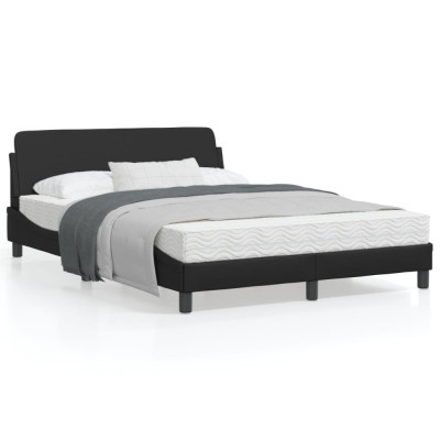 vidaXL Cadru de pat cu tăblie, negru, 120x200 cm, piele ecologică foto