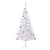 Brad de Crăciun pre-iluminat cu set globuri, 210 cm, 910 ramuri