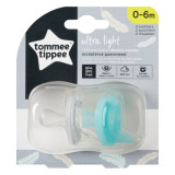 Suzeta Ortodontica Usoara, Tommee Tippee, 2 buc, 0-6 luni, Transparent Turquoise