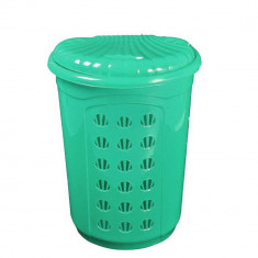 Cos de Rufe STERK Scoica, 46x36x54 cm, cu Capac, Plastic Turcoaz, Cosuri pentru Rufe din Plastic, Cos pentru Rufe cu Capac, Cos Mare pentru Rufe cu Ca