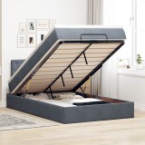vidaXL Pat otoman cu saltea și LED-uri, gri &icirc;nchis, 120x190cm, catifea 3312753