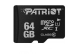 CARD MicroSD PATRIOT, 64 GB, MicroSDXC, clasa 10, standard UHS-I U1, &quot;PSF64GMDC10&quot; (timbru verde 0.03 lei)