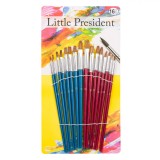 Set Pensule Pictură, Little President, V&acirc;rf Plat, 16 Bucăți, Multicolor, Oem