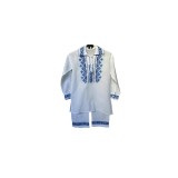 Cumpara ieftin Compleu Traditional Alb pentru Baieti cu Motiv Geometric Albastru - IMS27