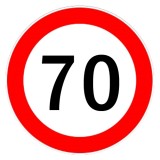 Autocolant limitator viteza 70km/h - &Oslash;13cm Garage AutoRide