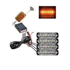 Set 4X Lampi cu cate 6 Leduri, Tip Stroboscop De Avertizare, Galben, Flash, cu