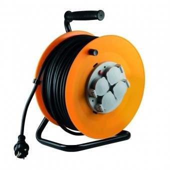 Tambur cablu, cadru metalic, Home HJR 10-50, 4 prize cu &amp;icirc;mpăm&amp;acirc;ntare, 50m, 3x1.5 mmp, IP44 foto
