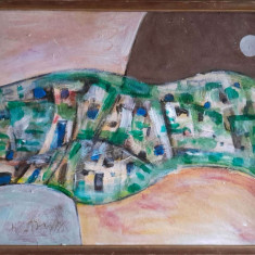 tablou Harry Guttman, Citadina, 51x41 cm, ulei pe carton