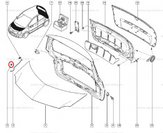 Agrafa fixare tija sustinere capota motor Renault Modus, Megane 2, Fluence, Clio 3, Clips suport Original 7703079870 Kft Auto foto