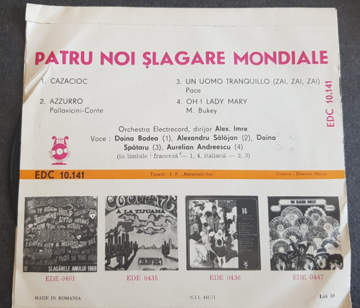 Slagare mondiale, disc single vinil