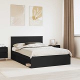 vidaXL Cadru de pat cu headboard Negru 140 x 200 cm Lemn compozit 3407878