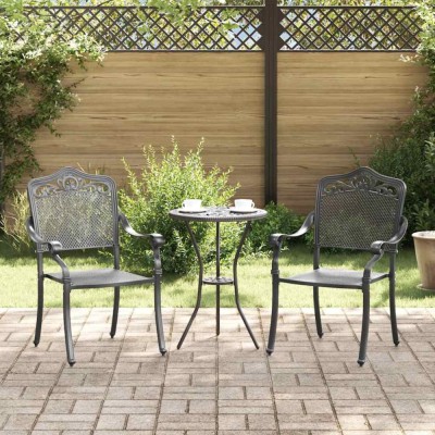 vidaXL Scaun pentru Grădină 2 pcs Negru 55 x 56.5 x 91cm Aluminiu foto