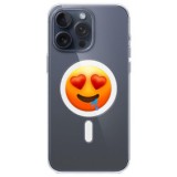 Husa personalizata apple iphone 15 pro, magsafe, emoji love smile