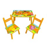 Cumpara ieftin Set masuta cu doua scaune pentru copii, din MDF, portocaliu, 59x39x40 cm