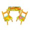 Set masuta cu doua scaune pentru copii, din MDF, portocaliu, 59x39x40 cm