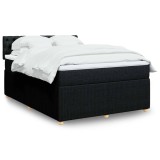 vidaXL Pat box spring cu saltea, negru, 140x200 cm, textil 3287488