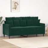 vidaXL Canapea cu 2 locuri, verde &icirc;nchis, 140 cm, catifea 359305