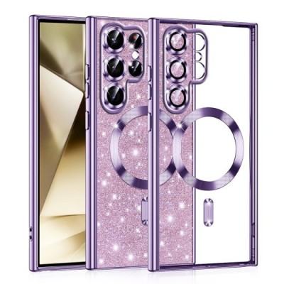 Husa pentru Samsung Galaxy S22 Ultra 5G - Techsuit Luxury Glitter MagSafe - Light Purple foto