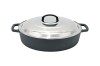 Cratita Fonta Emailata 50cm 12L cu Capac Inox Perfect Home - Oala Joasa Profesionala pentru Gatit, Familie Mare