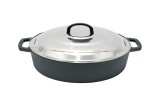 Cratita joasa din fonta cu capac inox 50cm - 12 l Handy KitchenServ