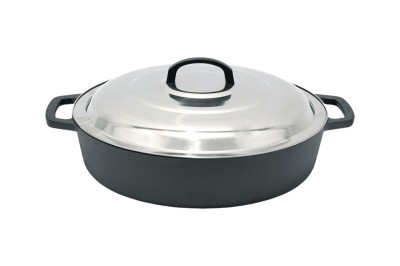 Cratita joasa din fonta cu capac inox 50cm - 12 l Handy KitchenServ foto