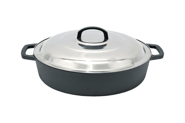 Cratita joasa din fonta cu capac inox 50cm - 12 l Handy KitchenServ