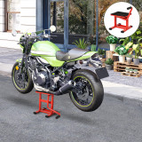 HOMCOM Suport din Otel pentru Motociclete max 150 kg cu Suprafata de Cauciuc si Manivela, 27.5x51-69x34 cm, Rosu, DURHAND