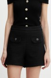 Morgan pantaloni scurți SHROXA culoarea negru, uni, high waist, SHROXA