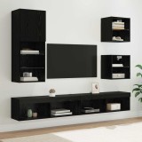 Cumpara ieftin Unitati TV de perete cu LED 5 buc. Stejar Negru