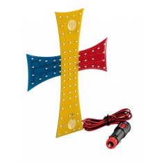 Cruce luminoasa drapelul Romaniei 84 de LED-uri12V - 24V, dimensiuni 245 x 200 mm