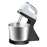 Mixer cu bol, cu accesorii pentru mixat si framantat, putere 350W, cu 7 viteze de functionare, din metal si plastic, alb/negru