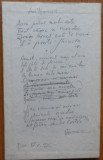 Poezie in manuscris , Lui Hornet , de Ilarie Voronca , datata 1926