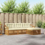 vidaXL Set Canapele Gradina Exterior Lemn Acacia Natural Crem