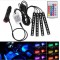 Kit iluminare ambientala auto banda LED RGB, interior masina, 4 benzi, 48 leduri, senzor muzica, multicolor, 12V, cu telecomanda