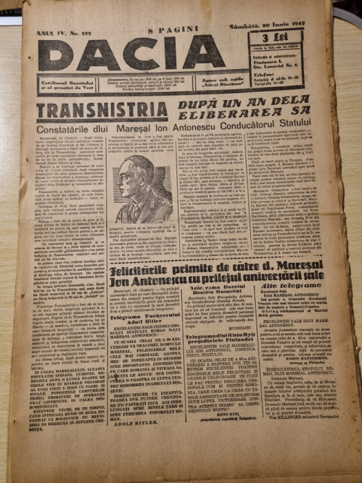 dacia 20 iunie 1942-transnistria un an de la eliberare,hramul bisericii dragesti