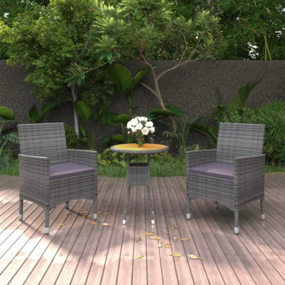 vidaXL Set mobilier de grădină, 3 piese, gri, poliratan foto