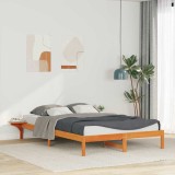 vidaXL Cadru de pat cu mese laterale Maroniu cerat 140 x 210 cm 873228