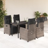 vidaXL Set mobilier de grădină cu perne, 5 piese, gri, poliratan 3212997
