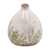 Vaza flori ceramica bej verde 17 x 19,5 cm