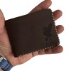 Portofel personalizabil clasic barbati din piele naturala, Hector 2, maro cusut in X cu crem, Elyk Creation