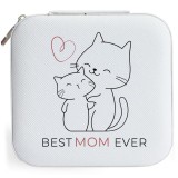 Cutie de bijuterii portabila, personalizata pentru Cea mai Buna Mama, 10x10x5 cm, alba