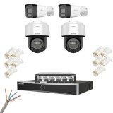 Kit supraveghere IP Hikvision cu 4 camere audio, NVR, PoE si IR 30 m
