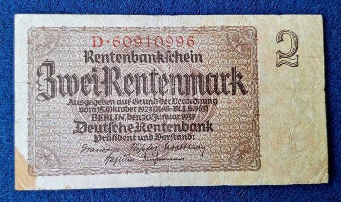 2 Mark 1937 - Bancnota veche Germania nazista