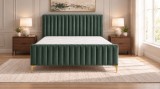Cumpara ieftin Pat Melissa 180x200 cm Tapitat Catifea Verde Inchis cu Somiera Inclusa