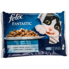 Felix Fantastic Adult, hrana umeda pentru pisici, Somon si platica, 4x85 gr