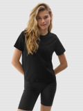 Tricou unicolor cu bumbac organic pentru femei - negru, 4F Sportswear