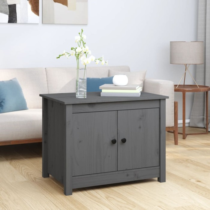 vidaXL Măsuță de cafea, gri, 71x49x55 cm, lemn masiv de pin 820928
