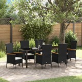 VidaXL Set de mobilă pentru grădină cu 7 piese de la , cu perne, din rattan artificial negru.