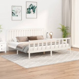 VidaXL Cadru pat, tăblie, Super King 6FT alb 180x200 cm lemn masiv pin
